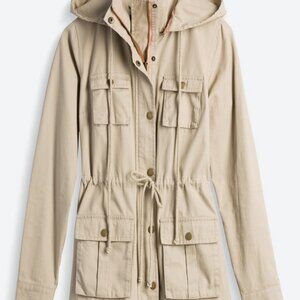 Market & Spruce Tan Utility Hooded Jacket Coat Cargo Women’s Small NWOT